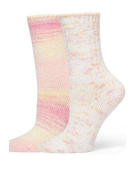 Hue Women Striped Tweed Cozy Crew Socks 2 Pair Pack