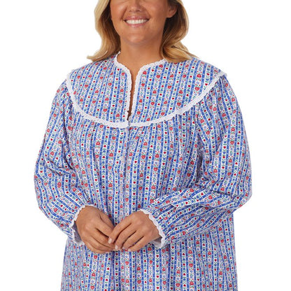 Long Sleeve Flannel Gown Plus Size