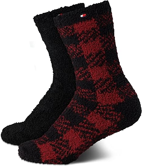 Women's Buffalo Check Fluffy Crew Socks - 2-Pack