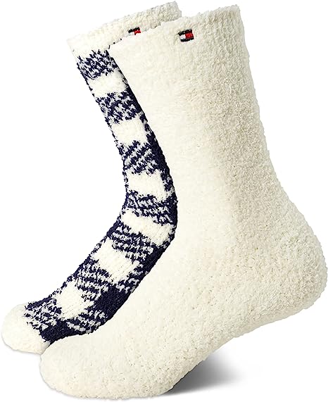 Women's Buffalo Check Fluffy Crew Socks - 2-Pack