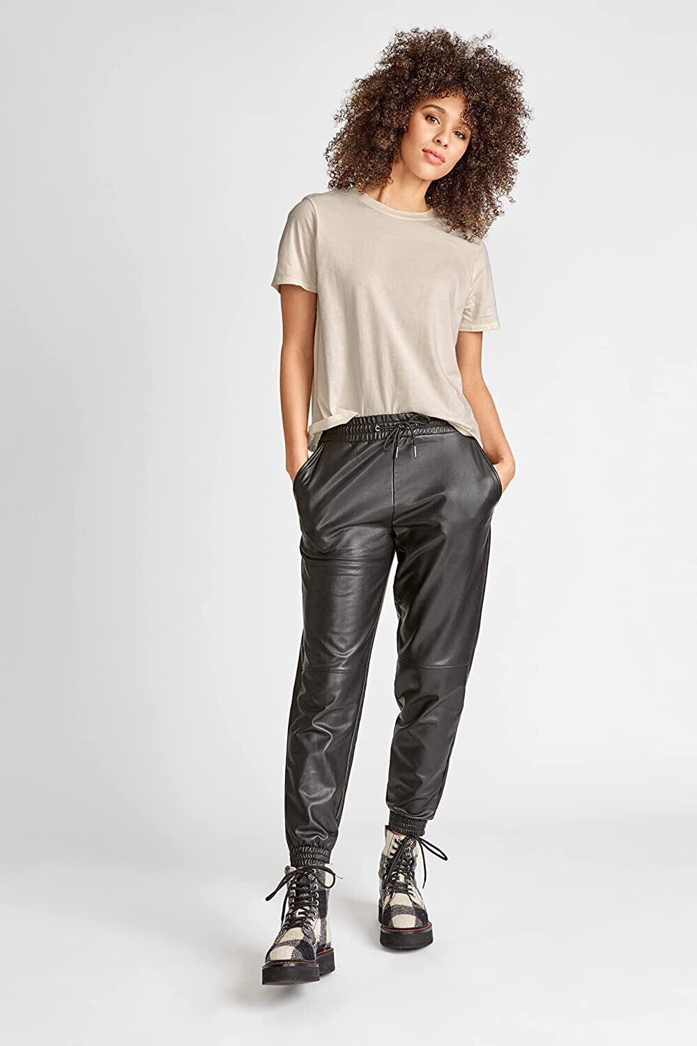 Leatherette High Rise Jogger Legging