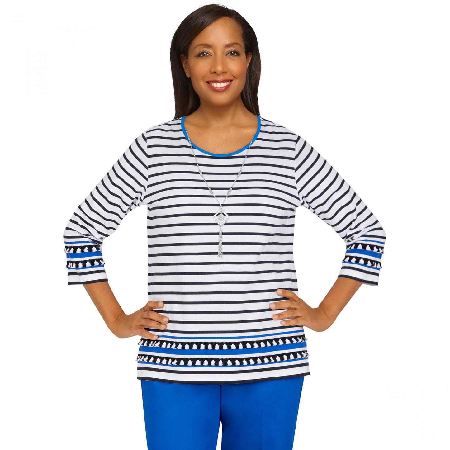 Amalfi Coast Stripe Shirt With Necklace Petite