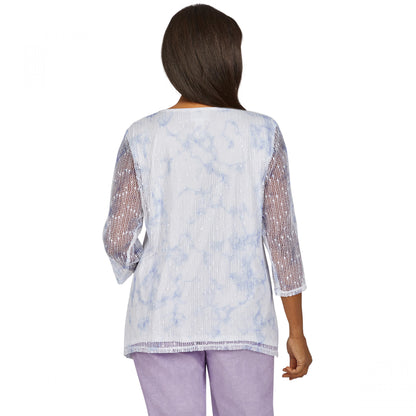 Ann Arbor Butterfly Popcorn Mesh Shirt With Necklace