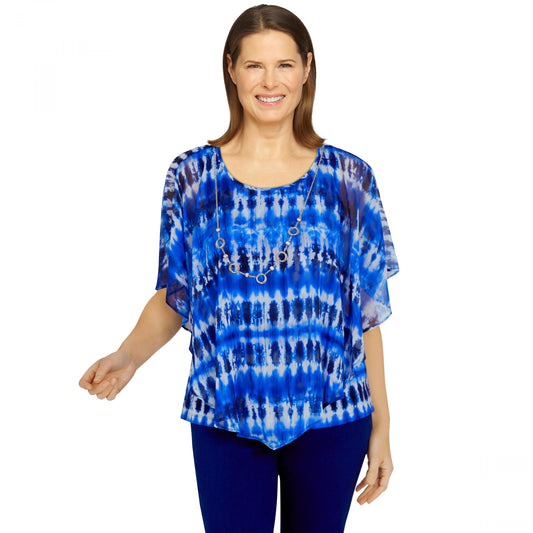 Boho Vibes Ikat Tie Dye Shirt With Necklace