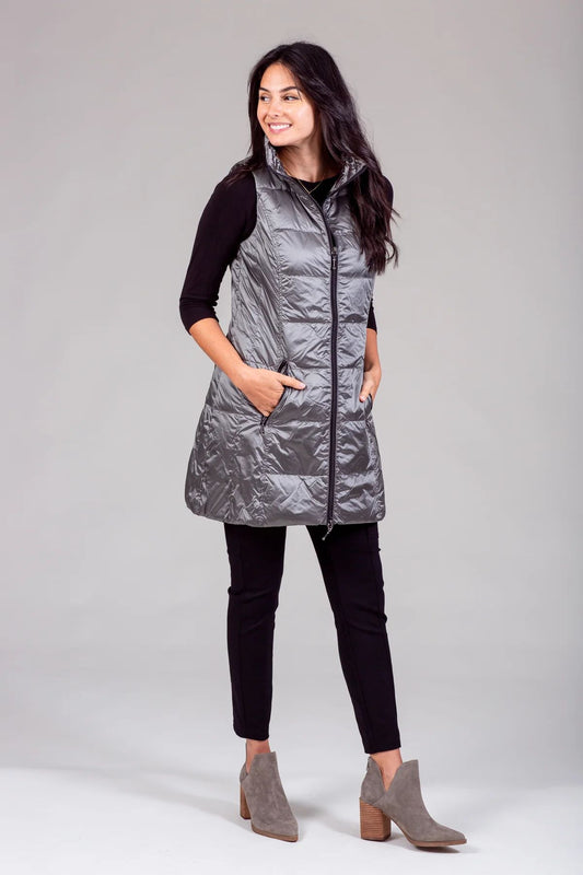 Women Long Quilted Down Filled Vest