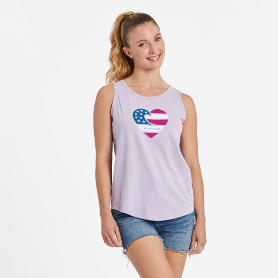 Women High Low Crusher Tank Heart Flag