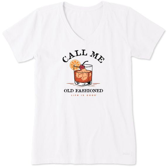 Women Crusher Call Me Old Fashioned V Neck Tee Shirt