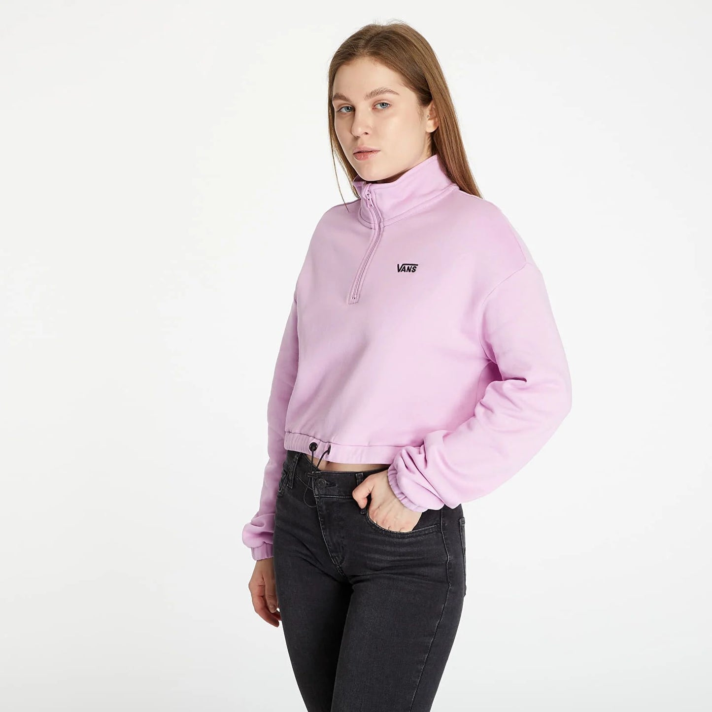 Left Chest Half Zip Fleece Pullover Sweatshirt