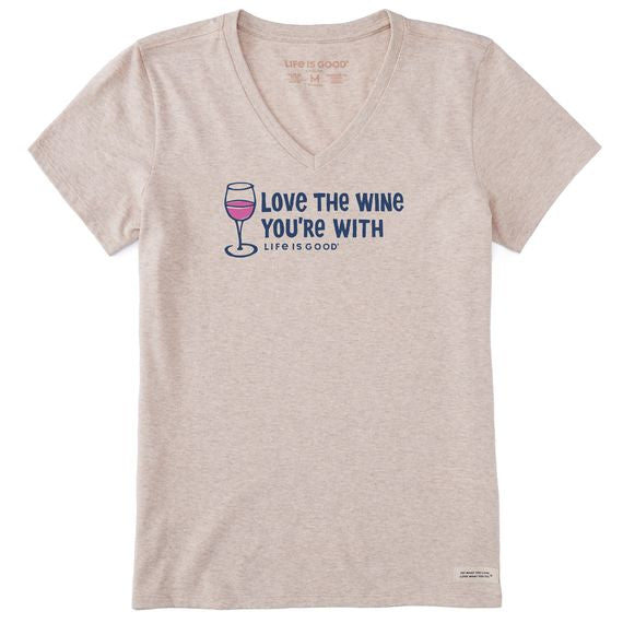 Women Crusher  Love The Wine V Neck Tee Shirt