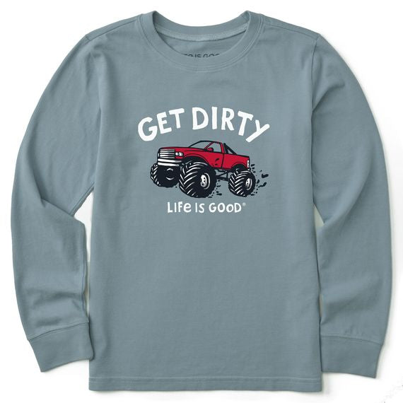 Kids Crusher Get Dirty Truck Long Sleeve Tee Shirt