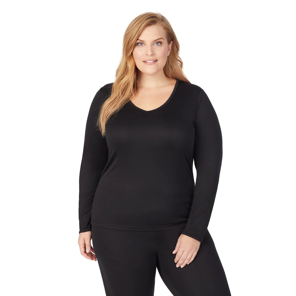 Climatesmart Long Sleeve V Neck Shirt Plus Size