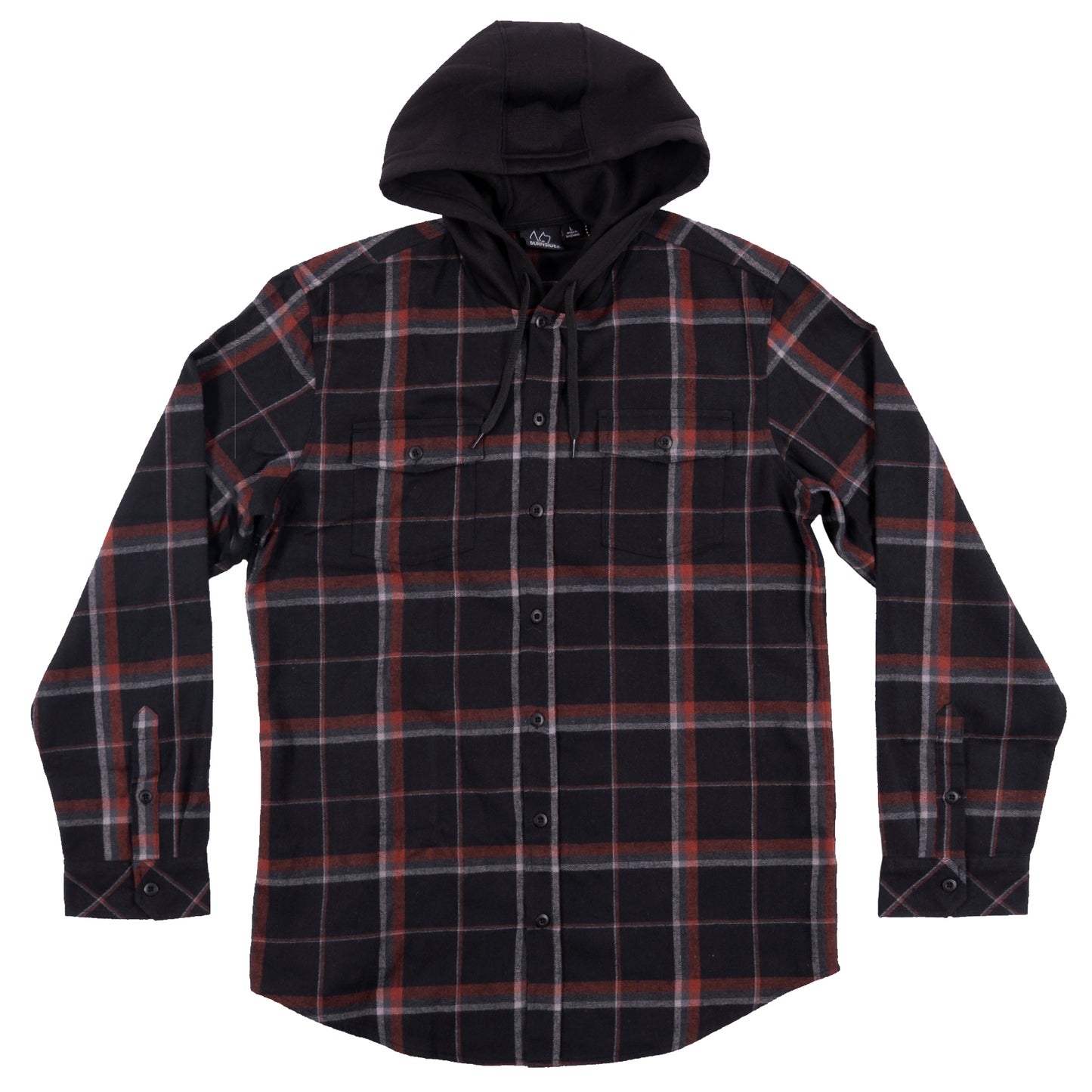 Flannel Button Down Shirt With Hood