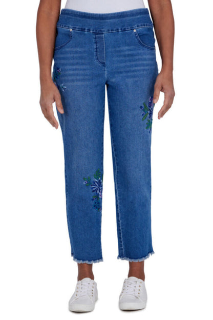 Indigo Daze Embroidered Ankle Pant Petite