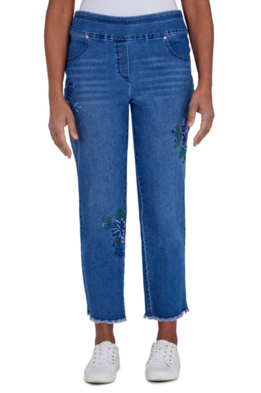 Indigo Daze Embroidered Ankle Pant Petite