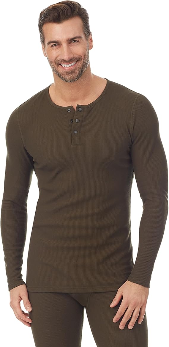 Waffle Thermal Long Sleeve Henley Shirt