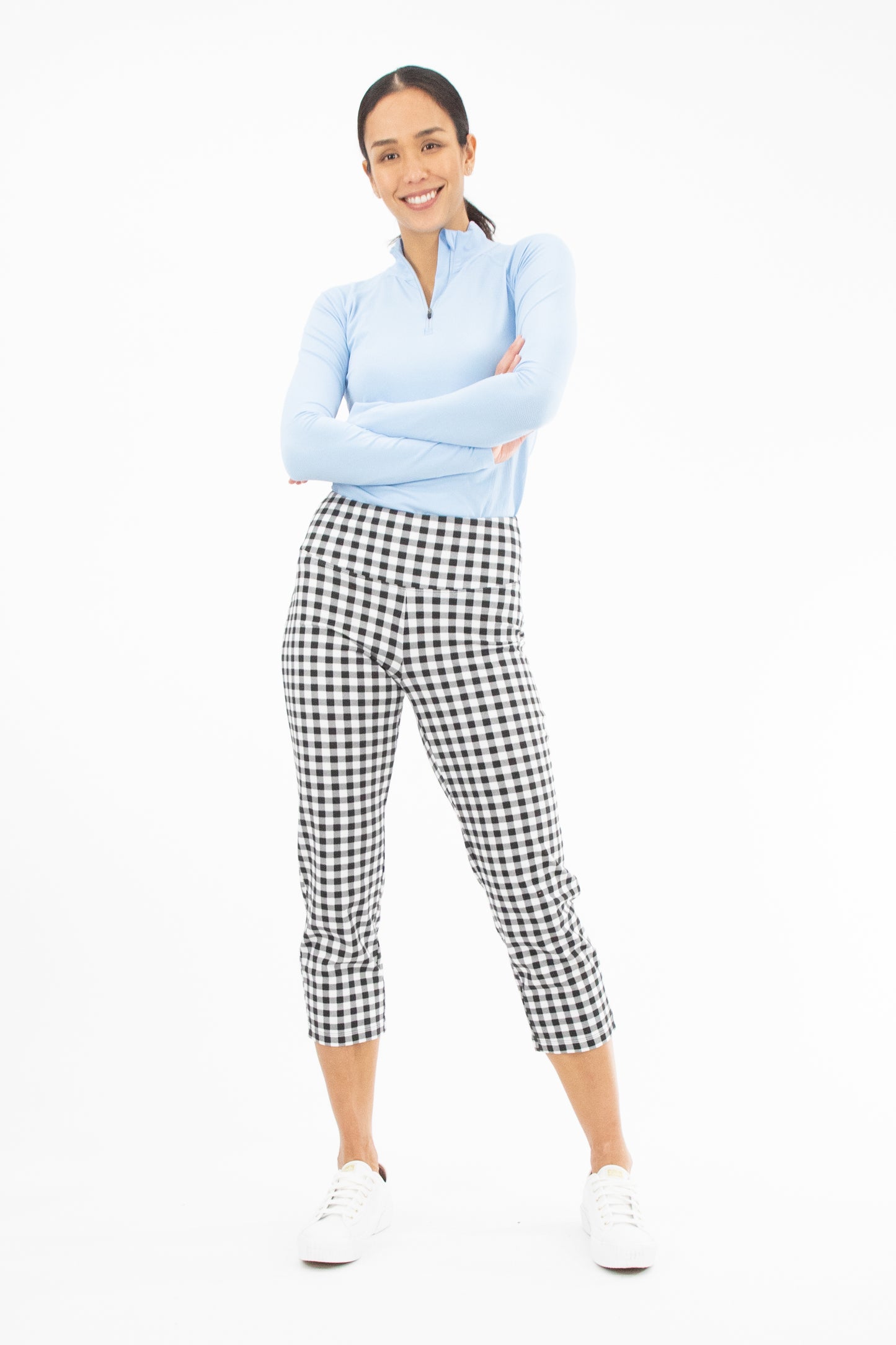 Gingham Print Slimming Capri