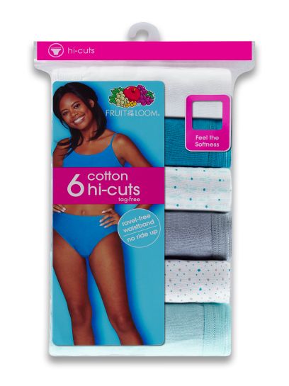 Assorted Cotton Hi Cut Briefs 6 Pack