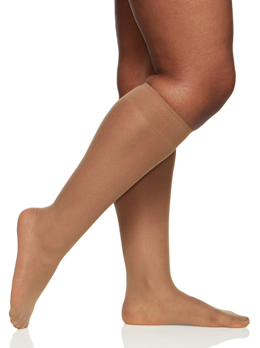 3 Pair Pack Queen All Day Sheer Knee High with Sandalfoot Toe