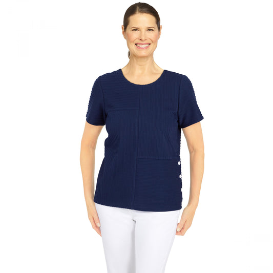 Classic Spliced Ottoman Texture Novelty Tee Shirt