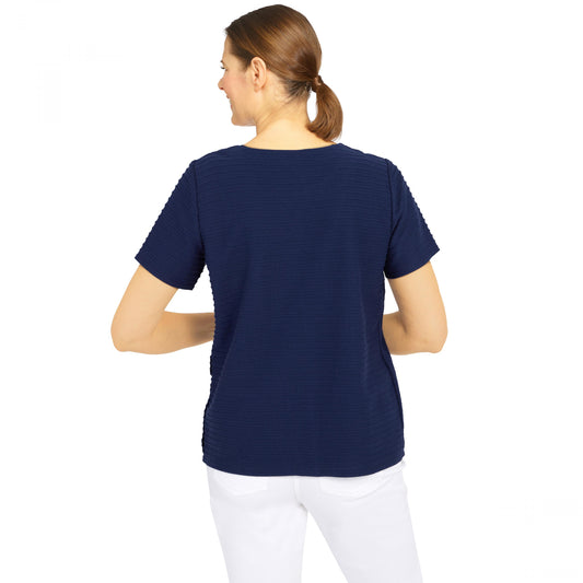 Classic Spliced Ottoman Texture Novelty Tee Shirt