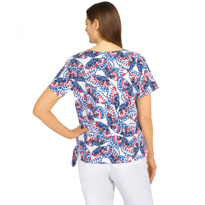 Land Of The Free Butterfly Tie Hem Tee Shirt