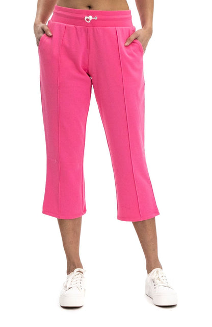 Pintuck Straight Leg Capri Pants