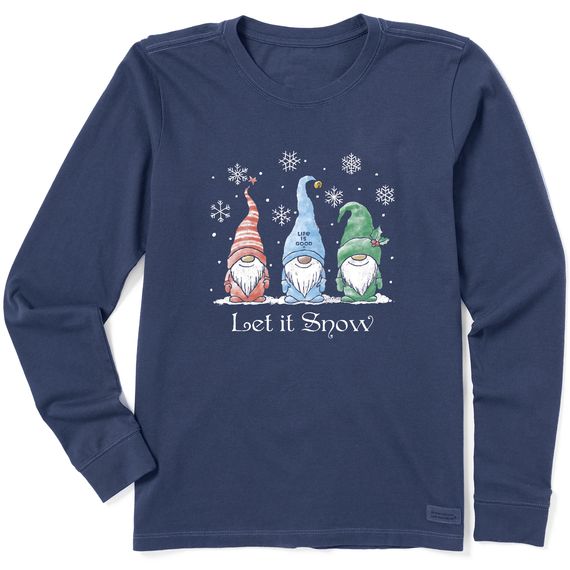 Women Let It Snow Gnome LS Tee