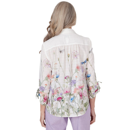 Garden Party Watercolor Floral Woven Shirt