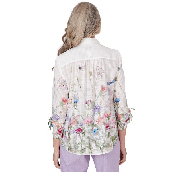 Garden Party Watercolor Floral Woven Shirt Petite