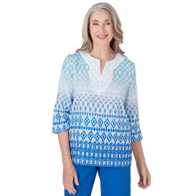 Neptune Beach Ombre Ikat Diamond Woven Shirt