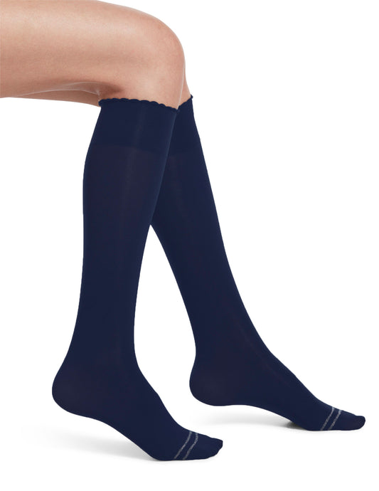 Graduated Compression Opaque Knee Hi Socks