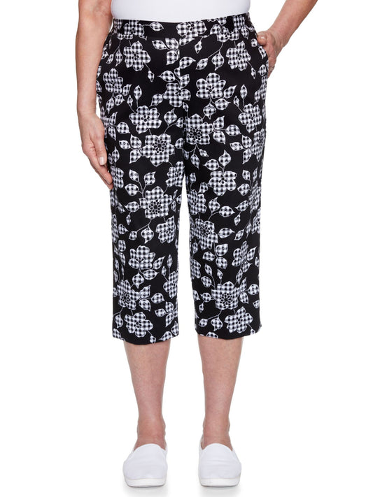 Checkmate Floral Check Capri Pants