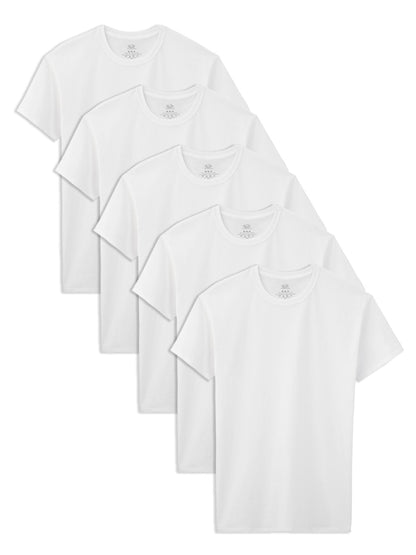 Boys White Crew Neck Undershirts 5 Pack