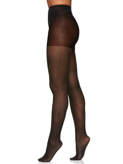 Sheer Chevron Control Top Pantyhose with Sandalfoot Toe