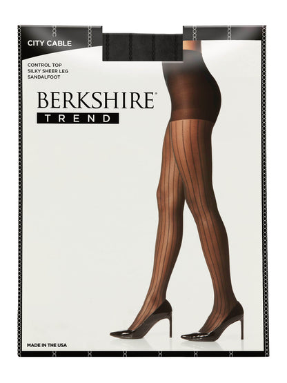 City Cable Silky Sheer Control Top Pantyhose with Sandalfoot Toe