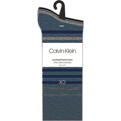 Mens 4 pack multi stripe dress crew sock