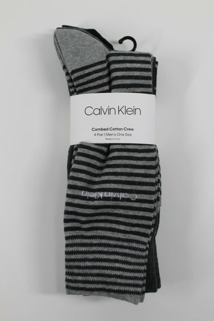 Mens 4 pack multi stripe dress crew sock