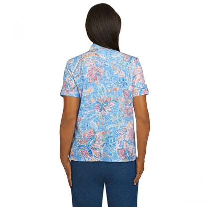 Stencil Floral Short Sleeve Shirt Plus Size