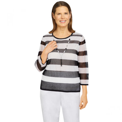 Portofino Mesh Stripe Shirt Plus Size