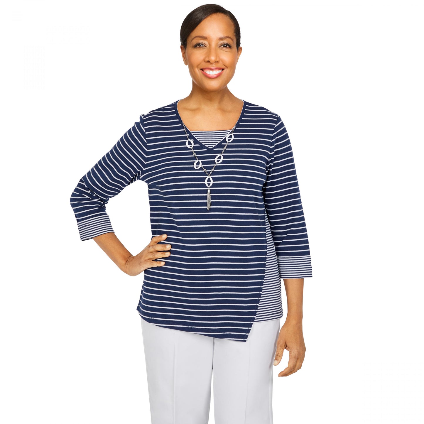 Newport Spliced Stripe Shirt With Necklace