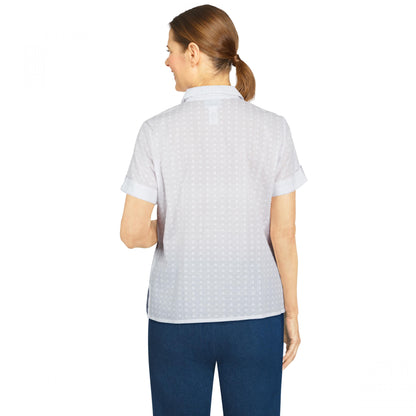 Short Sleeve Button Down Clip Dot Petite Shirt