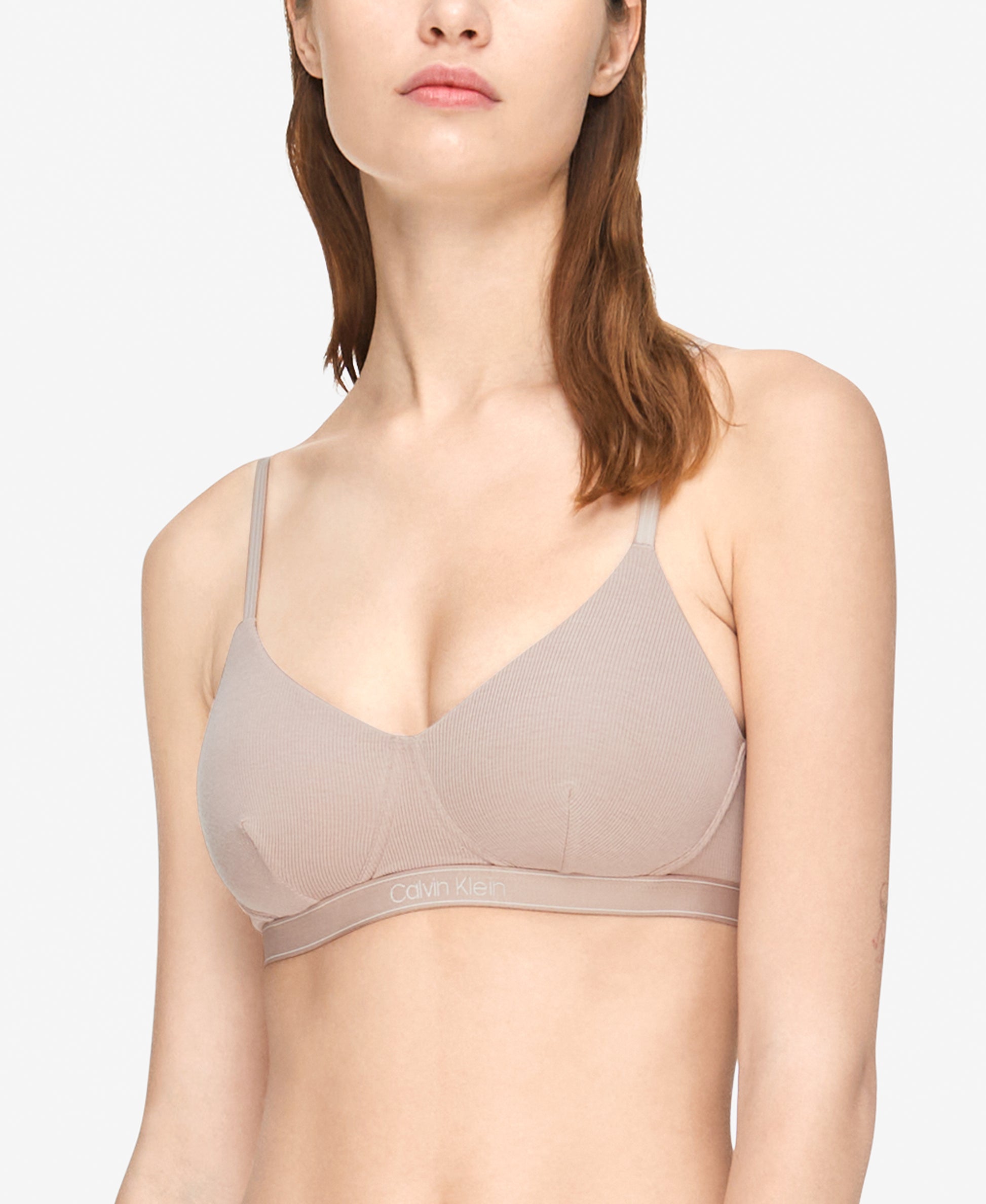 Calvin Klein Women's Pure Ribbed Unlined Bralette QF6438 NEW with TAGS