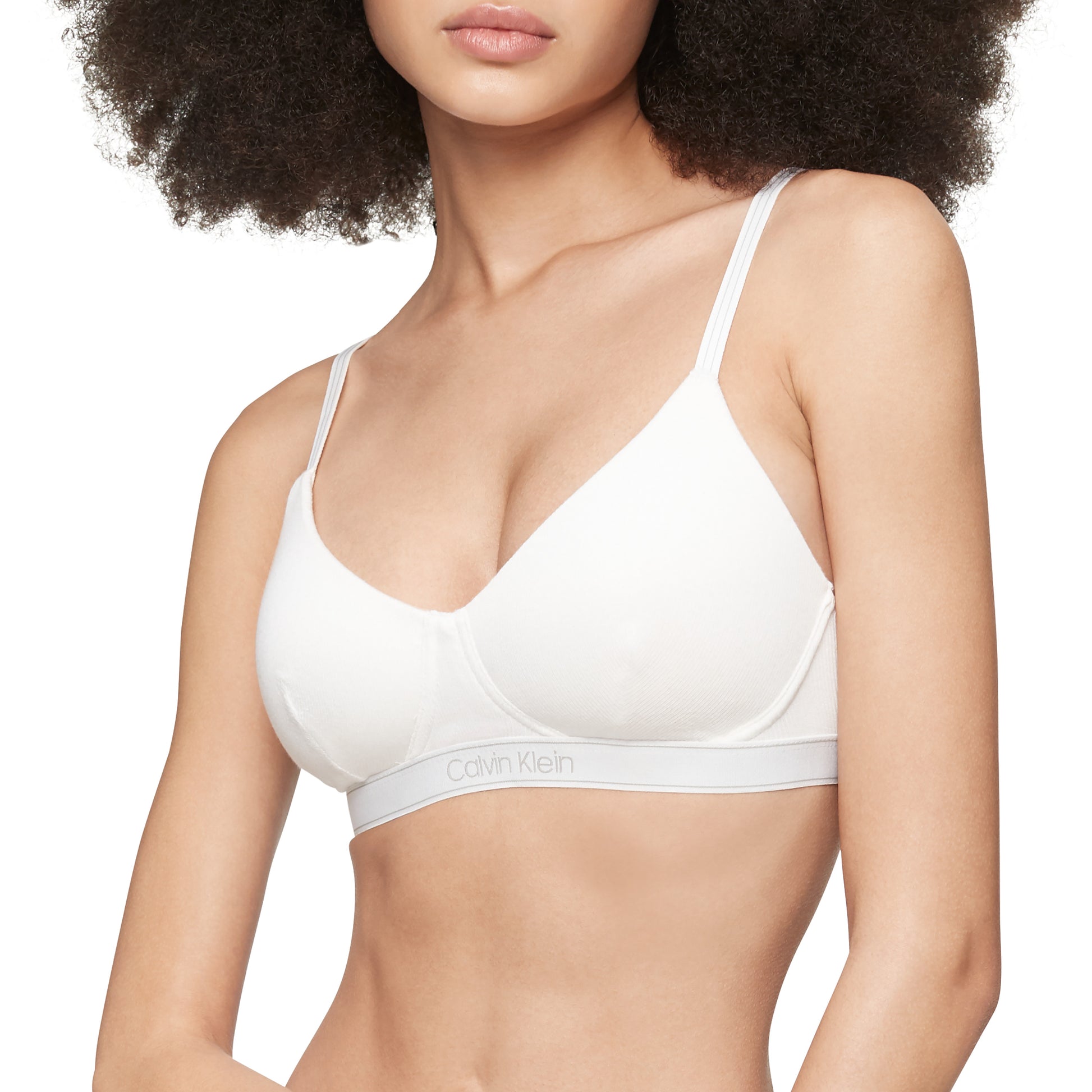 Calvin Klein Pure Ribbed Unlined Bralette Rebellious QF6438 - Free