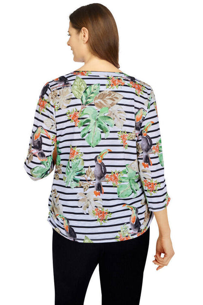 Second Nature Toucan Stripe Shirt Petite