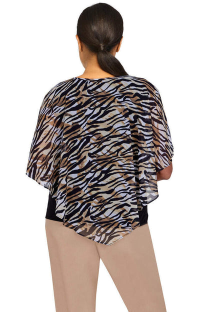 Second Nature Zebra Flutter Sleeve Shirt Plus Size