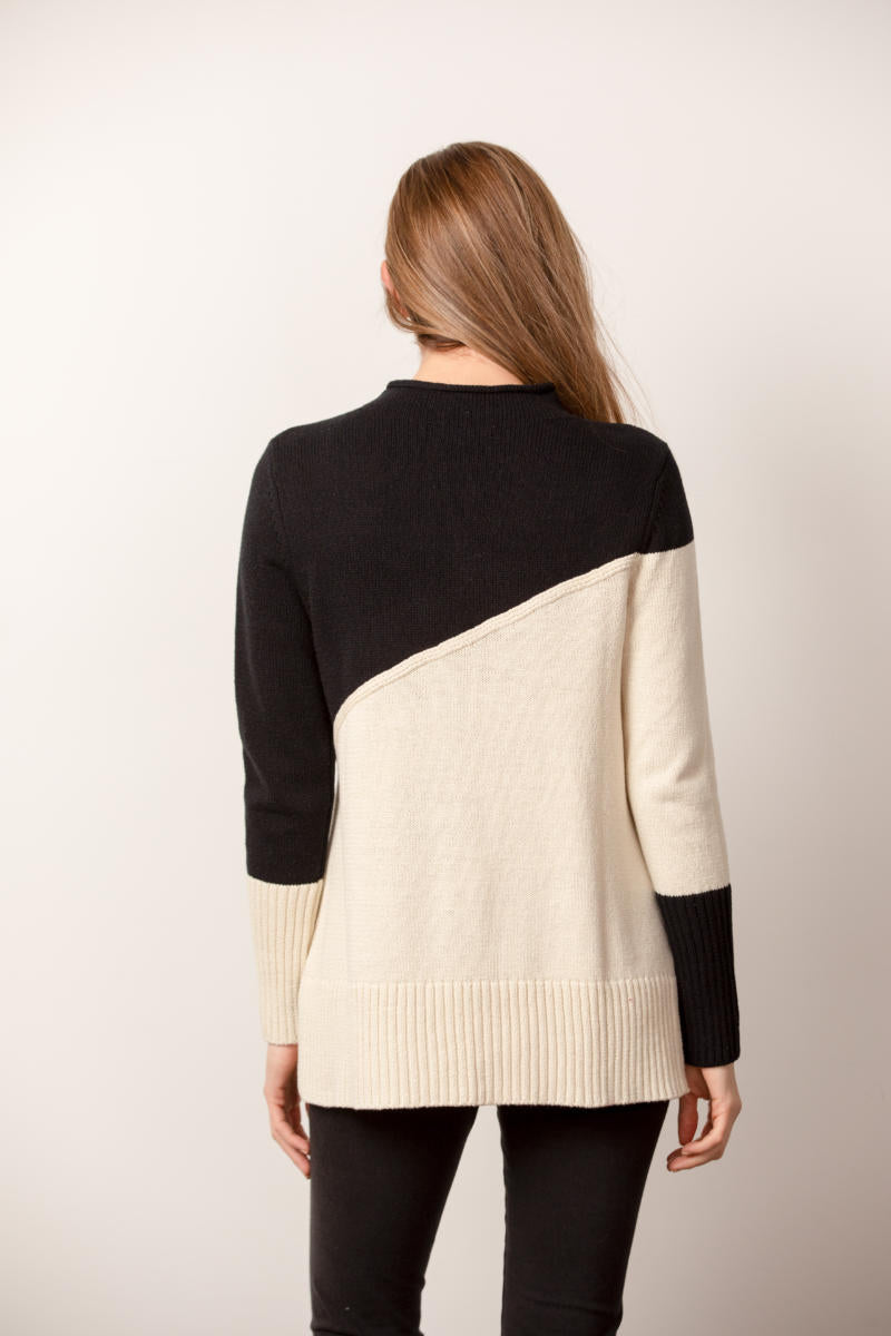 Yin Yang Colorblock Funnel Neck Sweater