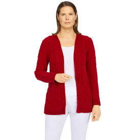 Open Front Chenille Cardigan with Pockets