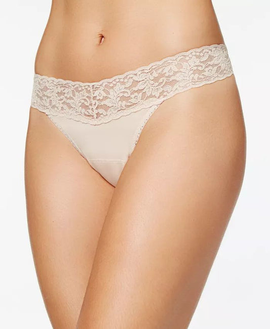 Cotton Low Rise Thong With Lace