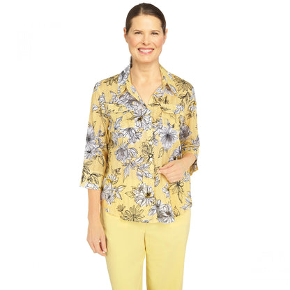 Summer In The City Woven Etched Floral Shirt Petite