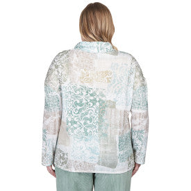 St. Moritz Medallion Patchwork Knit Shirt Petite